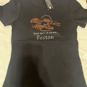 Caviar Black Short Sleeve Tee with Boston Graphic